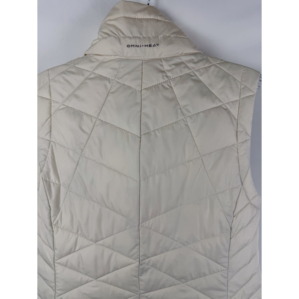 Columbia Omni-Heat Women Sz M Ivory HEAVENLY II Long Vest Quilted Zipper Lined - Picture 7 of 12
